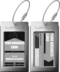Luggage Tags Business Card Holder by TUFFTAAG - Durable Travel ID Bag Tag, Gunmetal, 2 Tags