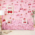 Pink Cherry Bow Sofa Cover Couch Cover for Dogs Strawberry Waterproof Furniture Protector for Pets Cute Ribbon Bowknot Kawaii Fruit Princess Bow Tie Couch Cover for 3 Cushion Couch,71" x 150"