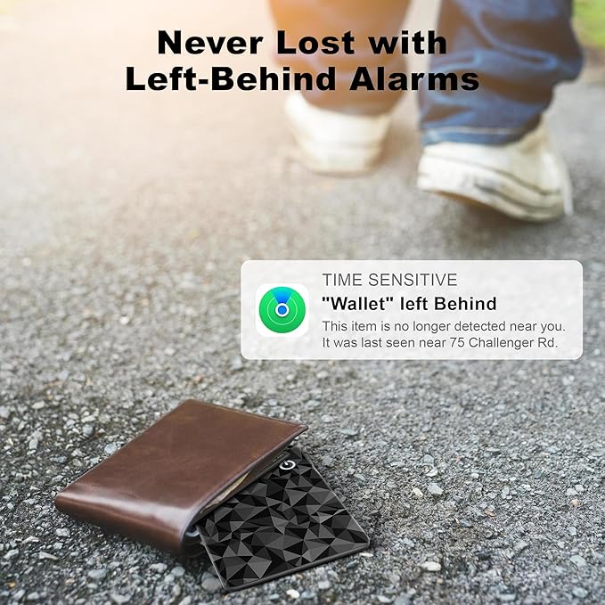 Wallet Tracker Card for Apple Find My (iOS Only), Ultra-Thin Bluetooth Tracker Smart Card Wallet Finder, IP68 Waterproof Slim Item Locator for Wallets, Keys, Passport & Luggage Tags ((Faceted Black)