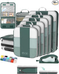 10 Set Compression Packing Cubes for Travel Essentials,Compressible Expandable Packing Cubes for Suitcase,OlarHike Luggage Garment Bags for Travel,Handy Helper for Organizing Clothes(Dark Green)