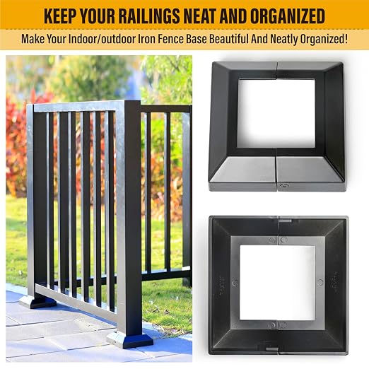 Post Base Cover, Split Type Skirt for Indoor/Outdoor Iron Deck Railing Decorative Covers(4, Post-3" Base-5")