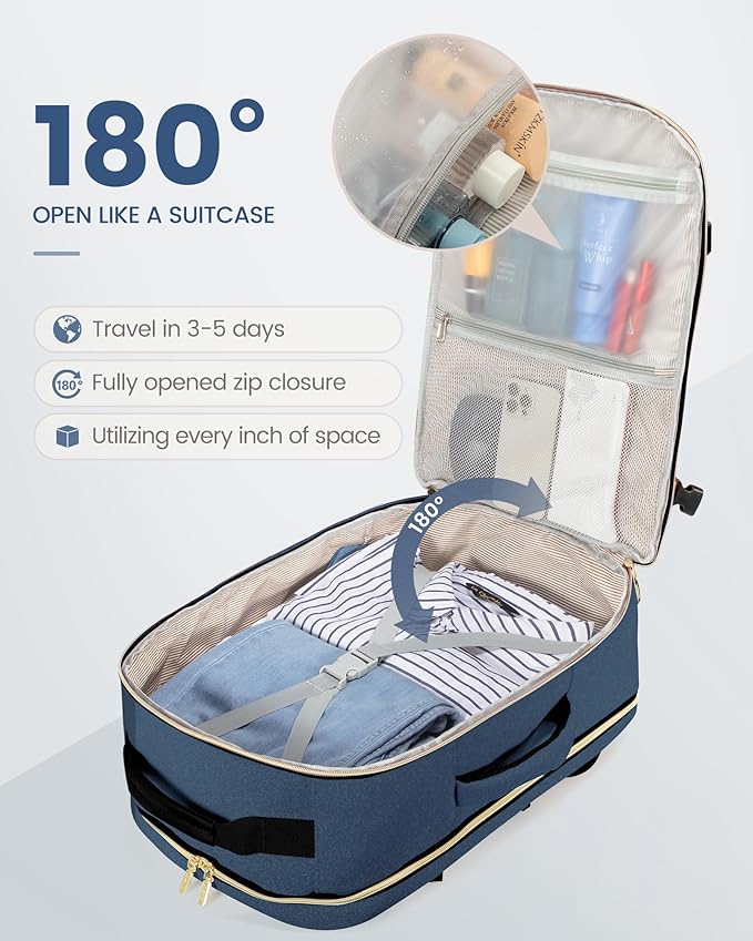 LOVEVOOK 40L Travel Backpack Flight Approved Carry on Backpack,3 Packing Cubes,Waterproof Personal Item Travel Bag,TSA Carry on Luggage Suitcase Travel Essentials,Gifts for Women & Men,fits 17" Laptop