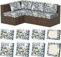 8Pcs Stretch Patio Cushion Covers, Outdoor Couch & Sofa Replacement Slipcovers for Patio Furniture Cushion Covers, Washable Reusable Furniture Protector