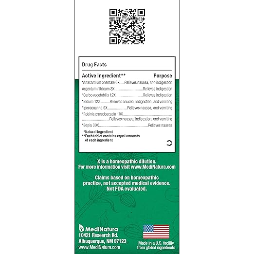 MediNatura BHI Nausea Relief – Digestive Health Support for Nausea, Vomiting, Indigestion & Stomach Discomfort – Fast-Acting, Chewable & Non-Drowsy - 100 Count