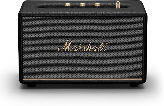 Marshall Acton III Bluetooth Home Speaker - Loud Stereo Sound with Bass and Treble Controls | Plug-in Powered | 3.5mm Aux Input - Black