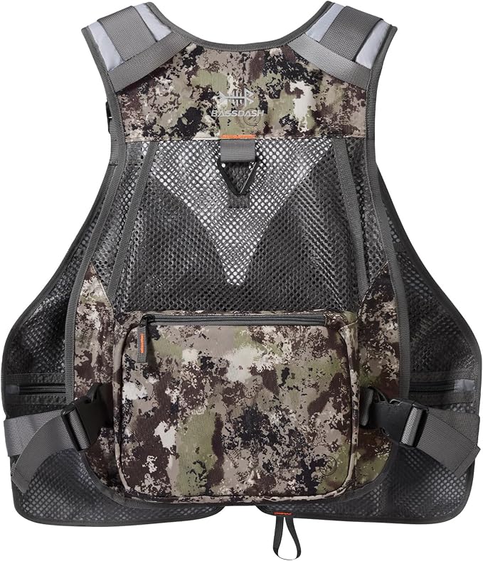 BASSDASH Strap Fishing Vest Adjustable for Men and Women, for Fly Bass Fishing and Outdoor Activities