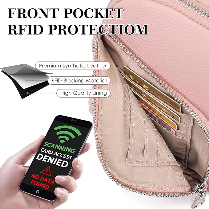 INICAT RFID Blocking Sling Bag, Anti Theft Crossbody Bag for Women Compact Travel Purses Vegan Leather