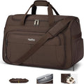 HanTrip Carry on Duffel Bag Foldable Duffle Bags for Travel, Large Personal Item Bags for Airplanes, Weekender Overnight Mens Travel Tote Bag for Women Softside Carry on Luggage (Coffee)