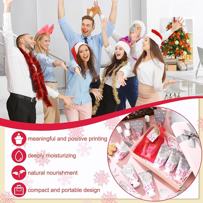 36 Sets Christmas Candy Cane Pattern Hand Cream and Lip Balm Gifts Bulk Candy Apple Hand Lotion for Women Travel Size Xmas Wedding Shower Favors for Guests