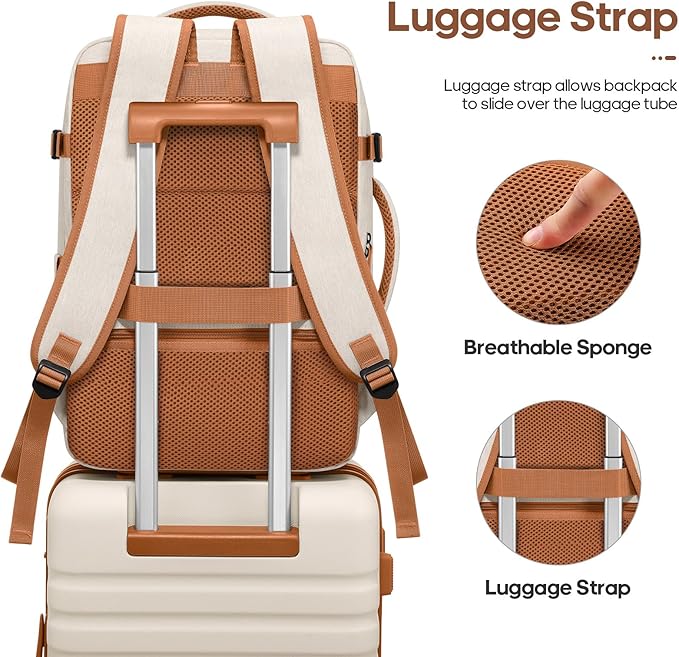 UKEIN Luggage Sets 3 Piece, PC Hardside Carry On Luggage 28 Inch With Spinner Wheels with TSA Lock, Carry On Suitcase Set With Travel Backpack for Men (Beige, 3 piece set (28inch))