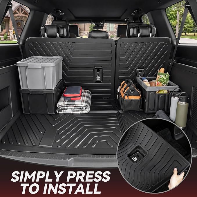 YITAMOTOR Floor Mats for Ford Expedition 2018-2024 7-Seater (Not for Max Model), Custom Fit All Weather TPE Mat, 18-24 Ford Expedition 7 Seats Accessories Floor Liners Full Set, Backrest & Cargo Liner
