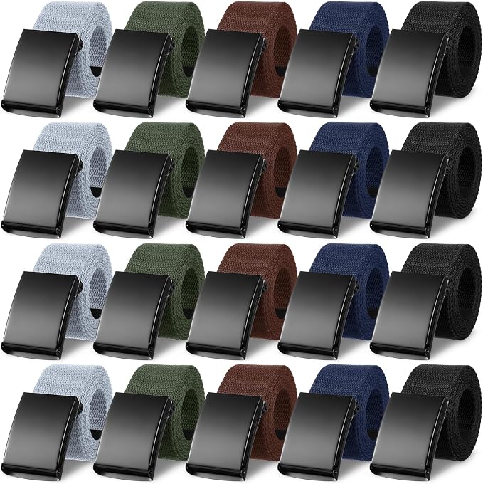 Yahenda 20 Pcs Web Belt for Men Women Belt Adjustable Canvas girdle Golf Strap with Military Buckle Casual Web girdle
