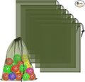 6 Pcs Mesh Bags Drawstring, 14x17 Inch with Lock, Multipurpose Storage Bags for Gym, Balls, Beach, Laundry (Green)