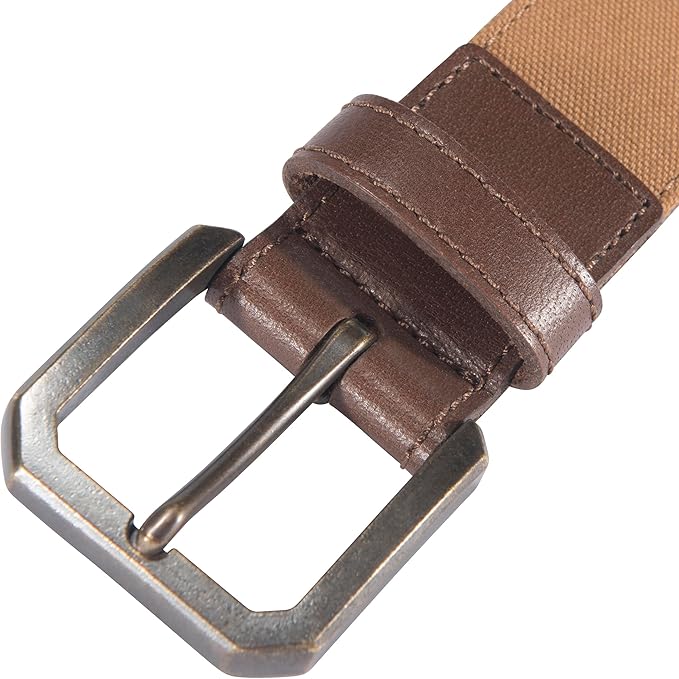 Carhartt Men's Casual Rugged Canvas Duck Belt, W/Antique Brass Buckle and Contrast Curdoroy Backing