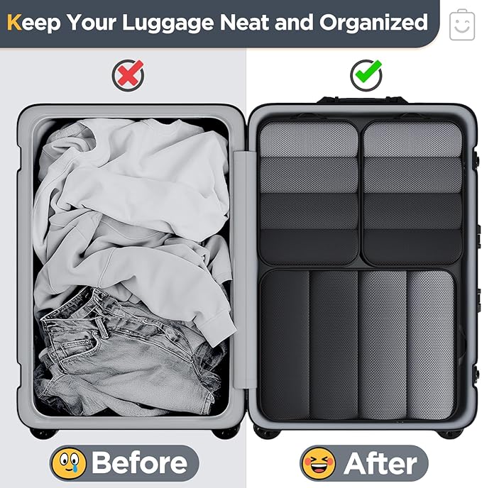 Veken 6/9/11 Set Compression Packing Cubes for Travel Essentials,Compressible Expandable Large Luggage Suitcase Organizer Bags for Clothing,Durable Space Saver Storage Bags(Black)