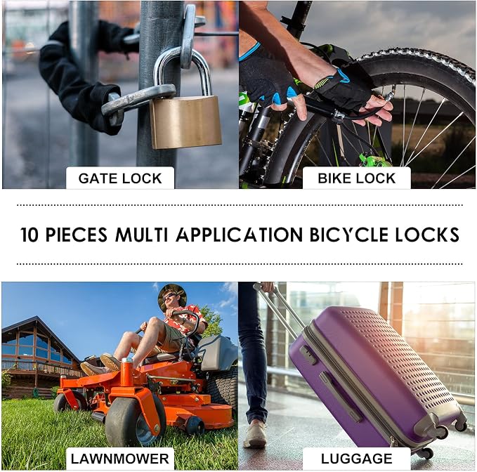 Hotop 20 Pcs 4 Feet Bike Lock Cable with Combination, Coiled Preset Bike Lock High Security 4 Digit Bicycle Locks Anti Theft Bikes Accessories Black Bicycle Cable Locks, 5/6 Inch Diameter