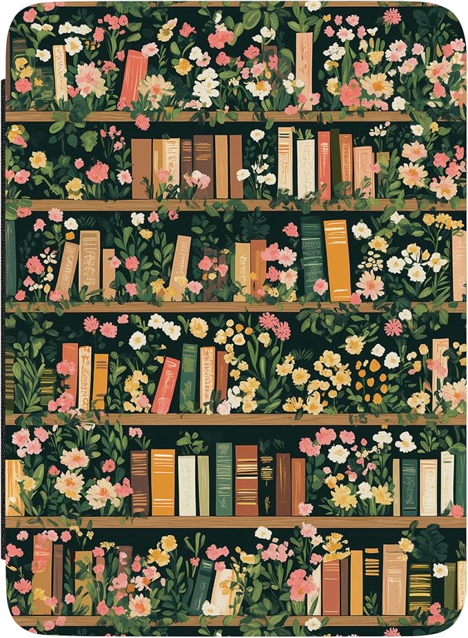 Casely Kindle Case | Book Nook | Floral Library | Compatible with 7" Kindle Colorsoft and 7" Kindle Paperwhite (12th Gen 2024 Edition) | Auto Sleep/Wake Function | Hand Strap | Vegan Leather
