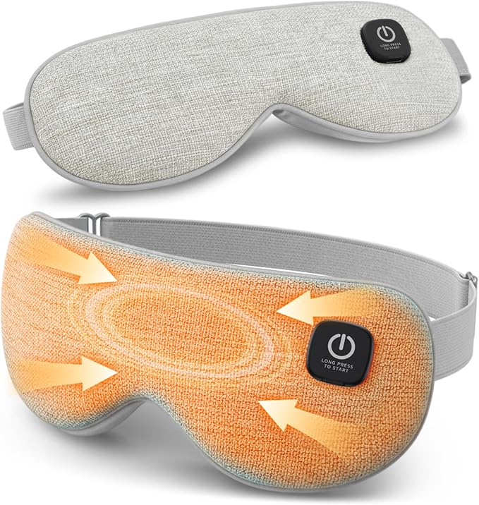 Cordless Heated Eye Mask with 1500mAh Large Battery, 4 Heat Levels & 100% Blackout for Dry Eyes Relief, Fast Heating Eye Heating Pad with 2 Washable Covers for Sleep, Travel, MGD, Blepharitis