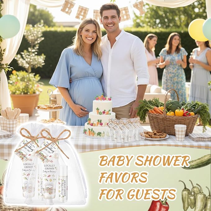 Lounsweer 24 Sets Locally Grown Baby Shower Hand Cream and Lip Balm Gift Farmers Market Baby Shower Party Favors for Guest Vegetable Theme Travel Size Hand Lotion and Lip Balm Birthday Party Supplies