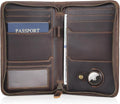 Polare Full Grain Leather Passport Holder Cover Case for Men RFID Blocking Travel Wallet Holds 4 Passports (Dark Brown with AirTag Slot)