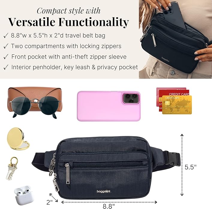 Baggallini Securtex Anti-Theft Belt Bag