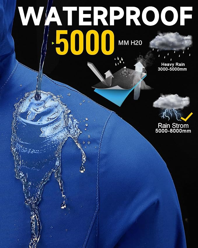 iCreek Rain Suit Waterproof Hooded Rain Gear Breathable Lightweight Packable Rain Jacket Pants Men Women for Hiking Fish Golf