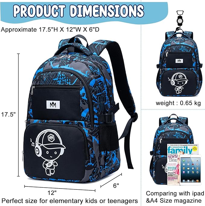 Bluboon Kids Backpack Boys Camo Bookbag Teens Elementary School Bag Daypack Travel Back Pack Middle school (Camo-boy)