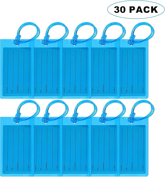 30 Pack Luggage Tags for Suitcases, Airplane Travel Essentials for Flying, International Travel Must Haves, and Luggage Accessories by Sodsay