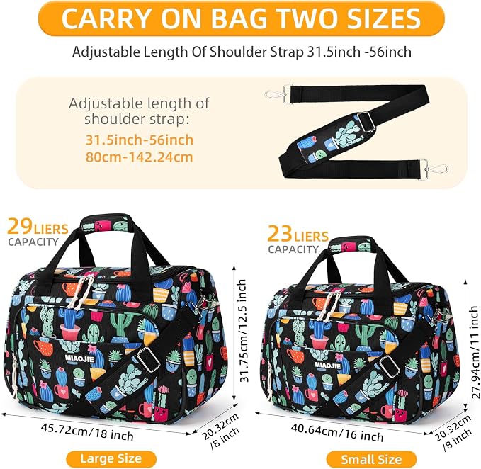 Underseat Carry On Luggage Lightweight Travel Tote Weekender Bag Overnight Duffle Bag for Travel, Travel Essentials Personal Item Travel Bag for Women, Corduroy Cactus-16Inch