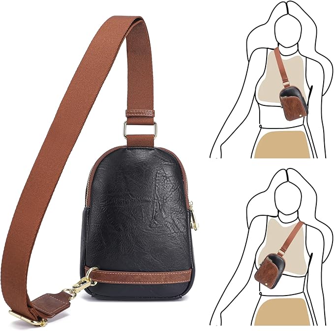 INICAT RFID Blocking Sling Bag, Anti Theft Crossbody Bag for Women Compact Travel Purses Vegan Leather