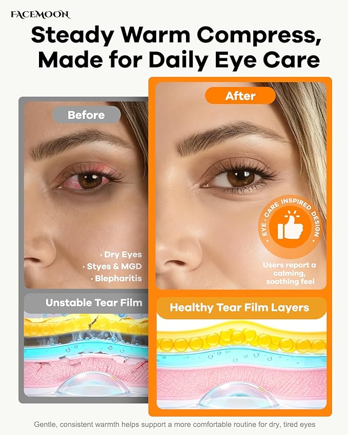 Cordless Heated Eye Mask for Dry, Tired Eyes, Hot Compress with Flaxseed Nose Bridge for Better Blackout & Focused Warmth, Rechargeable Warm 3 Heat Levels, 4 Timers, No Microwave Needed, Pink