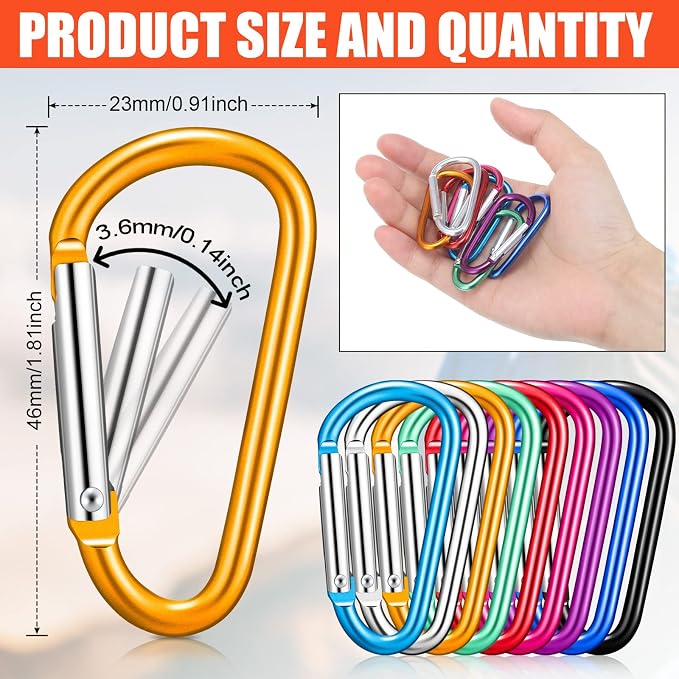Shimeyao 180 Pcs Small Aluminum Clip Keychain Buckle Clip Bulk Mini Aluminum Ring Shape Small Lock Spring Snap Hook