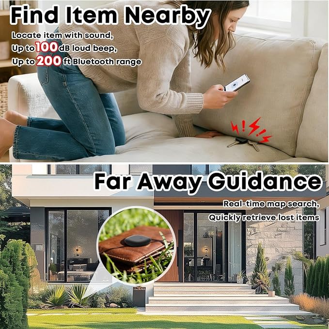Air Tracker Tags-4 Pack for Android, Bluetooth Luggage Tracker Anti Lost Keys Finder/Item Locator with Holder Case Work with Google's Find Hub for Key, Backpack, Luggage, Wallet, Precise Position