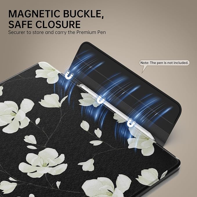MoKo Magnetic Case for All-New 11" Kindle Scribe 2025(3rd Generation) & Kindle Scribe Colorsoft 2025(1st Gen) - Slim Folio Premium PU Leather Cover with Pen Clasp & Auto Sleep Wake, Magnolia