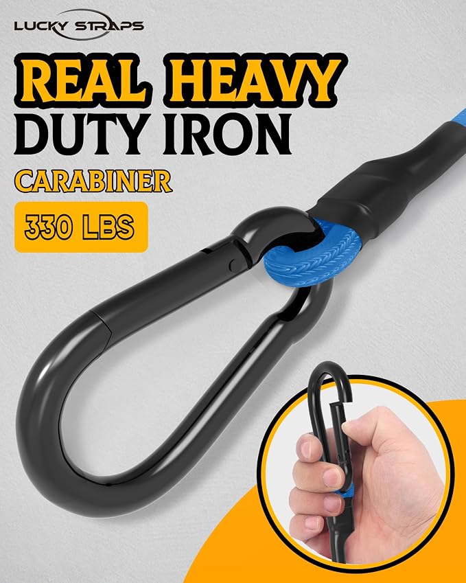 8 Pcs 18 Inch Heavy Duty Carabiner Bungee Cord Outdoor with 190 Lbs Max Break Strength, Bungee Straps with Upgraded Carabiner Hooks for Luggage Rack, Cargo, Hand Carts, Bike, Camping, etc (Blue)