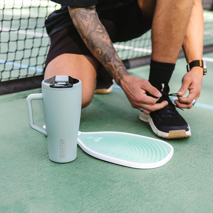 BrüMate Era Flip 30oz Tumbler with 100% Leakproof Covered Straw Lid | Hygienic Covered Straw | Insulated Stainless Steel Water Bottle with Handle | Cup Holder Friendly | BPA-Free (OD Green)