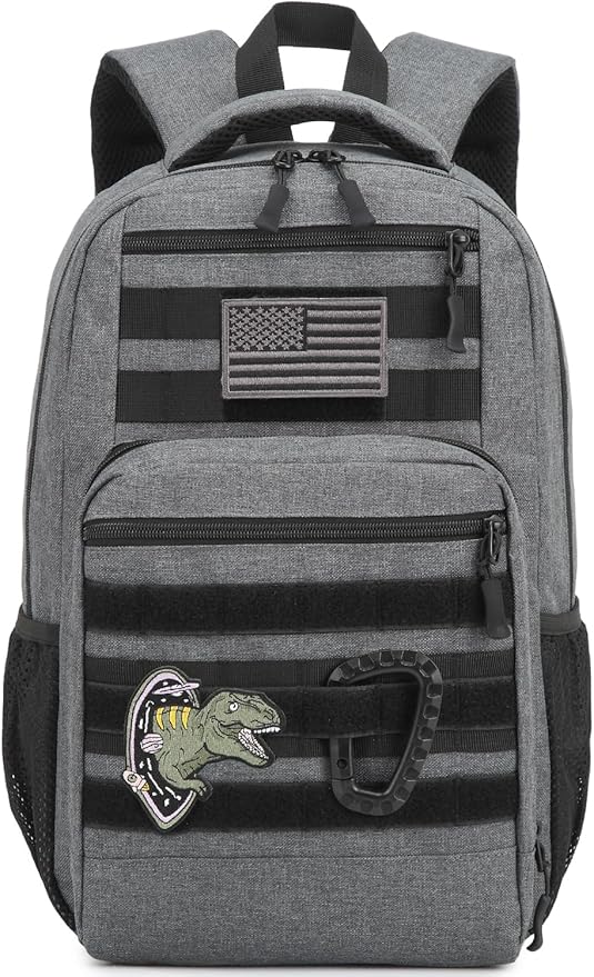 Kids Tactical Backpack Army Molle Bookbag Military Boys Backpack for School, Outdoor, Camping, Grey