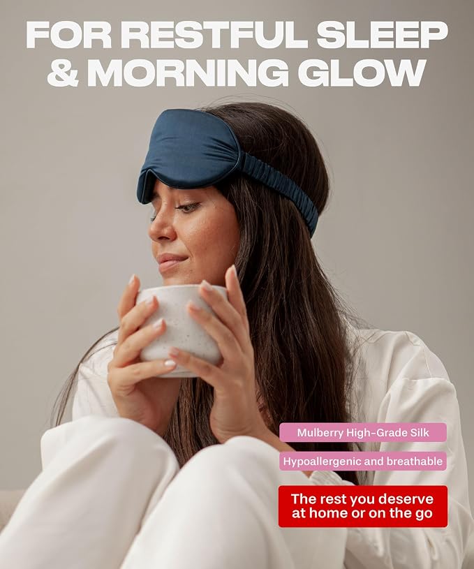 SUNDAYSILKS™ 3D Contoured Silk Sleep Mask | Padded Silk Eye Mask with Eye Cups for Lash Extensions | Blackout, Organic for Women & Men, Perfect for Travel, Slip-Free Deep Sleeping, Antifaz para Dormir
