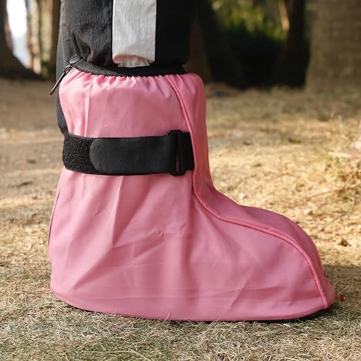 Walking Boot Cover for Medical Fracture Cast Pink Short, Large | Water Resistant Slip Resistant Rubber Sole Easy On and Off Snug Fit