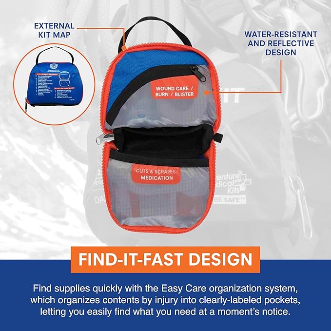 Adventure Medical Kits Mountain Series Medical Kit (Day Tripper Lite) - 59 Pieces, blue/orange, one size (0100-1000)