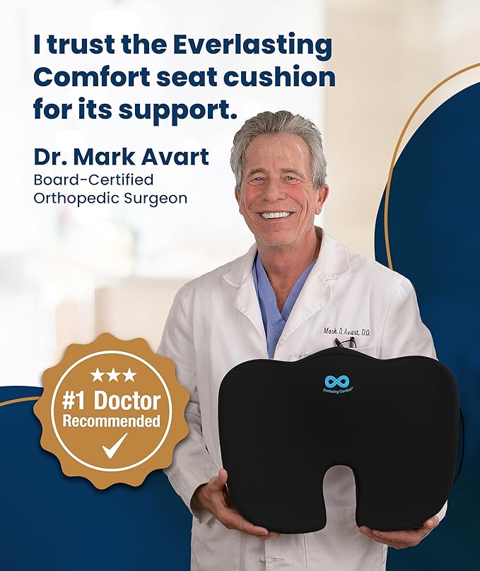 Everlasting Comfort Seat Cushion Gel Top in Black