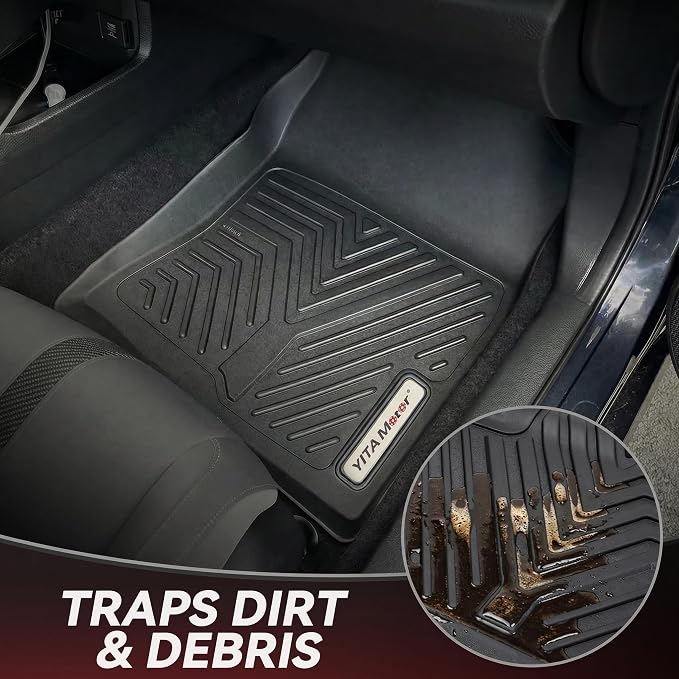 YITAMOTOR Floor Mats for Honda Civic Sedan/Type R 2016-2021 & Hatchback 2017-2021 & Coupe 2016-2020, TPE All-Weather Custom Fit Floor Liners, Durable Anti-Slip Accessories, 1st & 2nd Row, Black