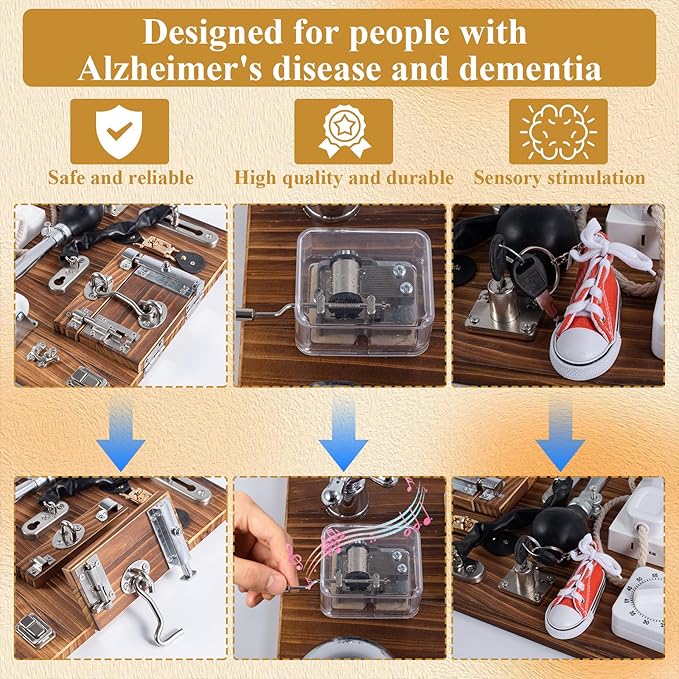 Fidget Busy Board for Adults with Dementia, Engaging Alzheimers Activities & Tactile Stimulation, Dementia Activities for Seniors, Thoughtful Gift for People with Alzheimer's (Outlet Version)