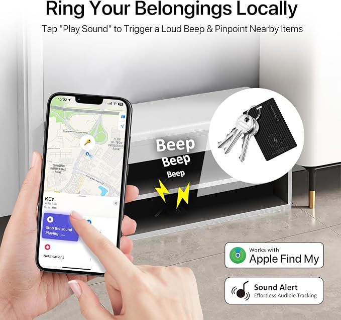 Slim Wallet Tracker Card 2 Pack, [Apple MFi Certified], Wireless Charging Bluetooth Finder, Credit Card Size Locator, IP67 Waterproof, Works with Apple Find My for Wallet, Keys, Bags, iOS Only