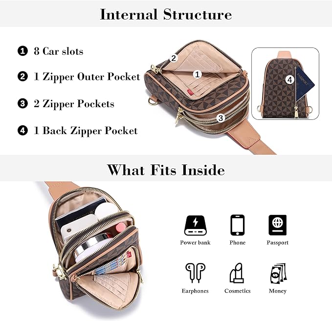INICAT RFID Blocking Sling Bag, Anti Theft Crossbody Bag for Women Compact Travel Purses Vegan Leather