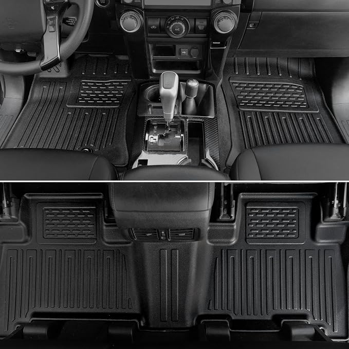 Floor Mats for Toyota 4Runner 2013-2024, All Weather Floor Mats Trunk Cargo Liner with Backrest Protectors Accessories and Door Sill Guards Accessories, Full Coverage Set (Only Fit 5 Seats)