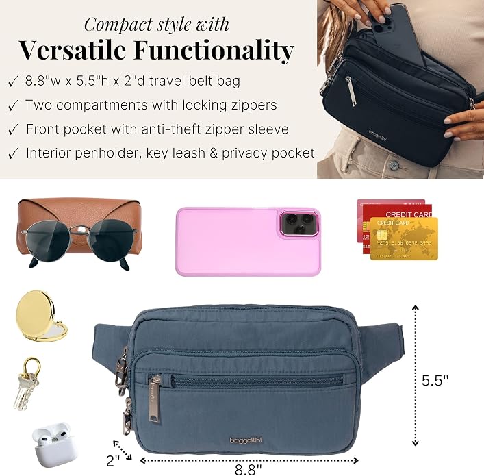 Baggallini Securtex Anti-Theft Belt Bag