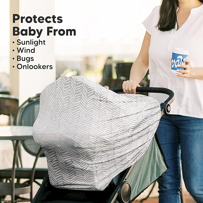 KeaBabies Nursing Cover, Breastfeeding Cover for Women - Baby Car Seat Canopy Girl, Boy, Multi-Use Baby Carseat Canopy, Breastfeeding Essentials for Nursing, Breathable,Lightweight & Soft(Herringbone)