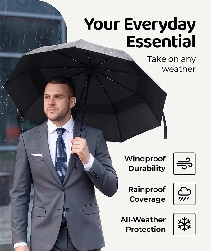 Repel Windproof Travel Umbrella - Compact & Withstands Winds up to 100MPH , Strongest Premium Auto Folding Umbrella for Rain and Sun - Durable, Light & Portable for Women & Men , Fits Backpack & Cars