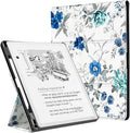 CoBak Case for 11" Kindle Scribe 3rd Generation 2025, Kindle Scribe Colorsoft with Two Viewing Angles - All New PU Leather Cover with Auto Sleep Wake, Pen Holder. Blue Blossom